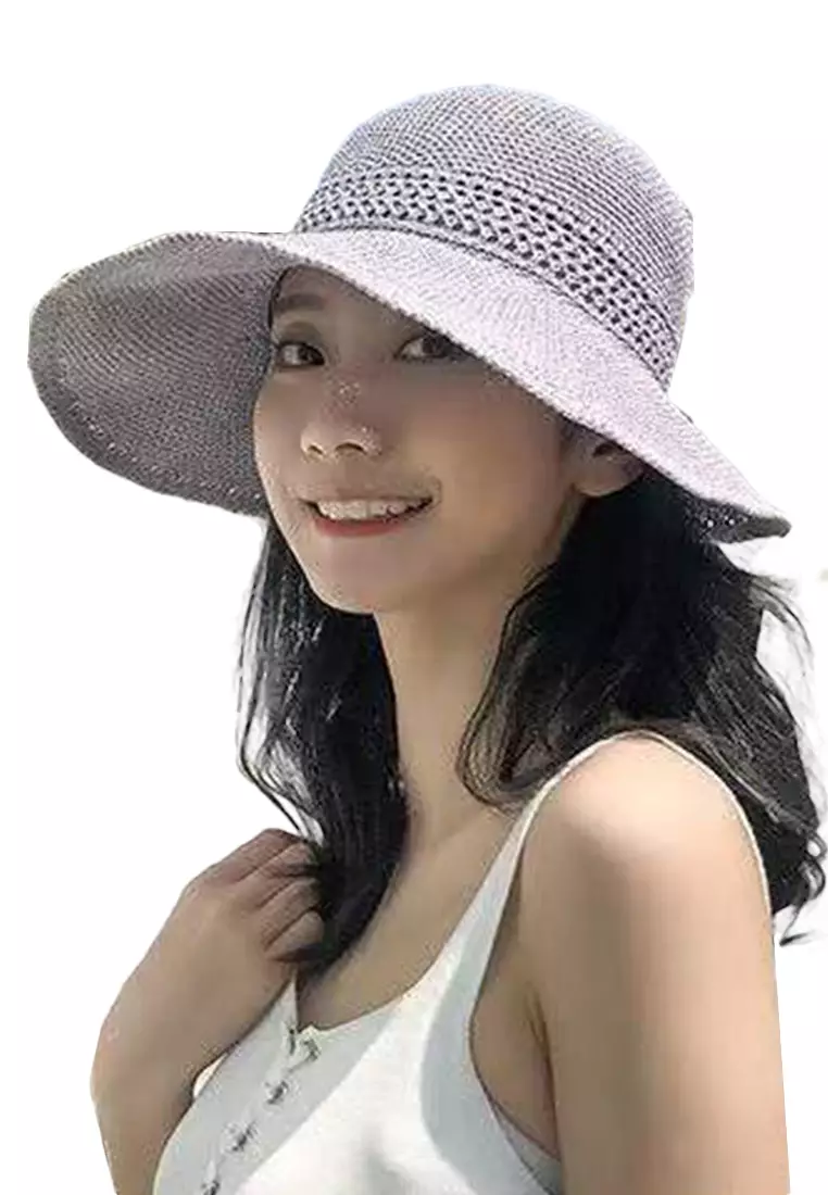 Bow Hollow Big Brim Folding Sunshade Fisherman Caps A22062408GY