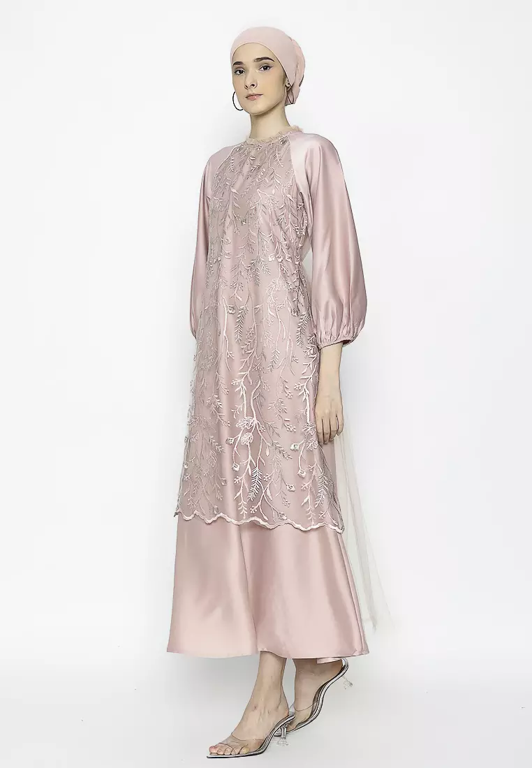 Urban Exchange Rose Gamis Pink - Long Dress Gamis Lebaran Pink Warna Pink