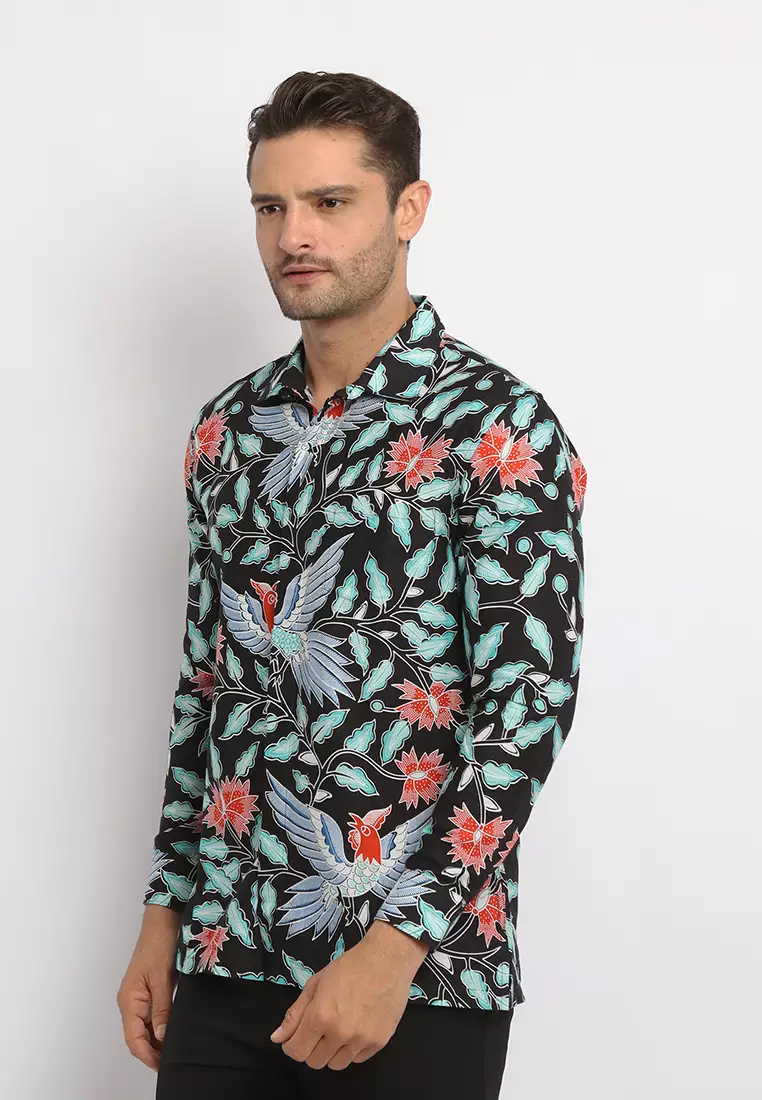 MAGINOT DAVANKA BLACK Batik Slim Fit Lengan Panjang