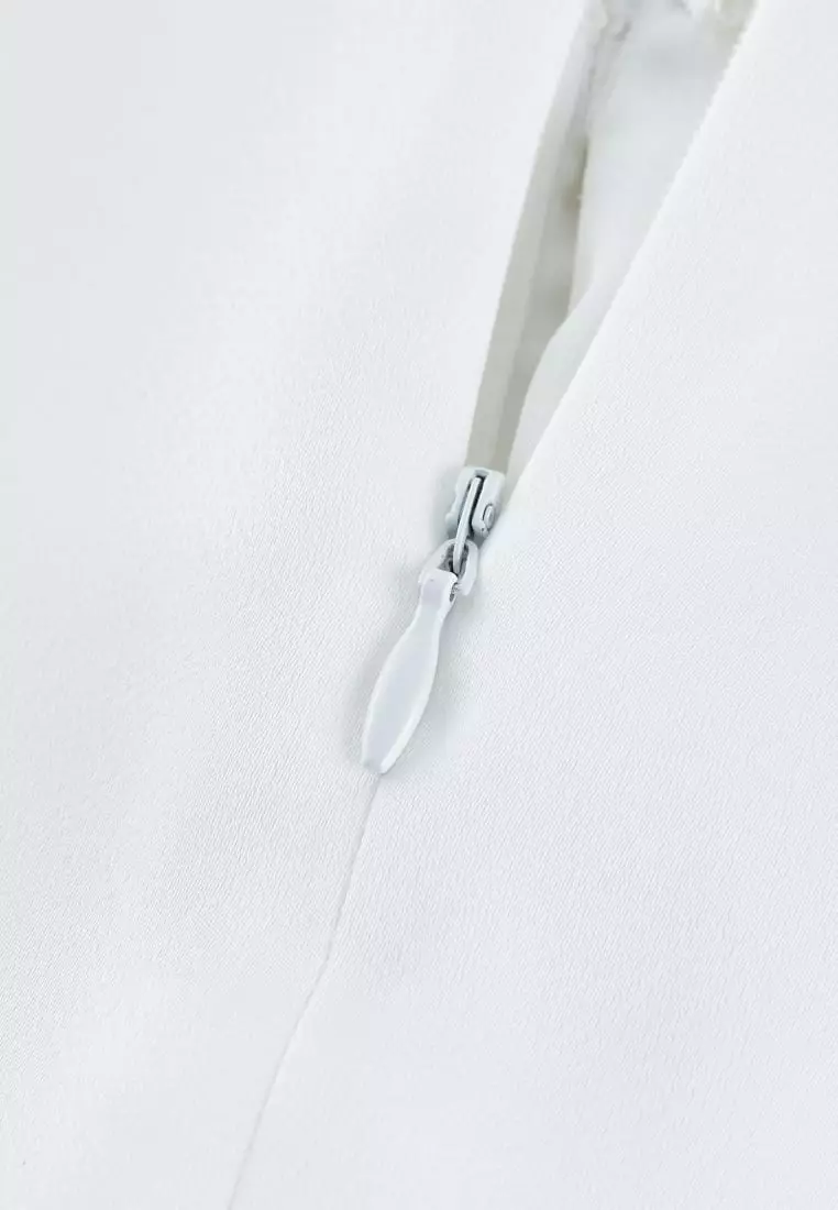 Satin Stand Collar Ruffled Long Sleeves Blouse