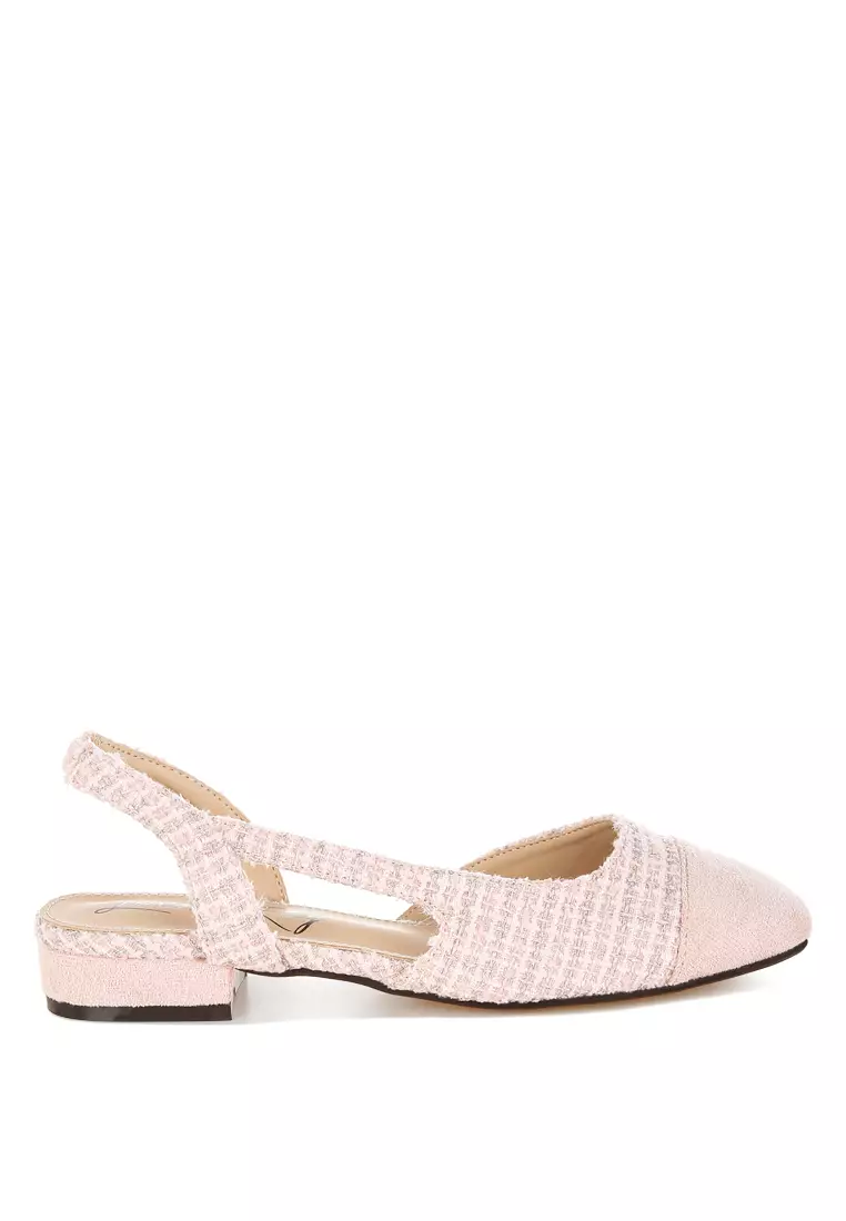 Tweed Slingback Sandals in Pink