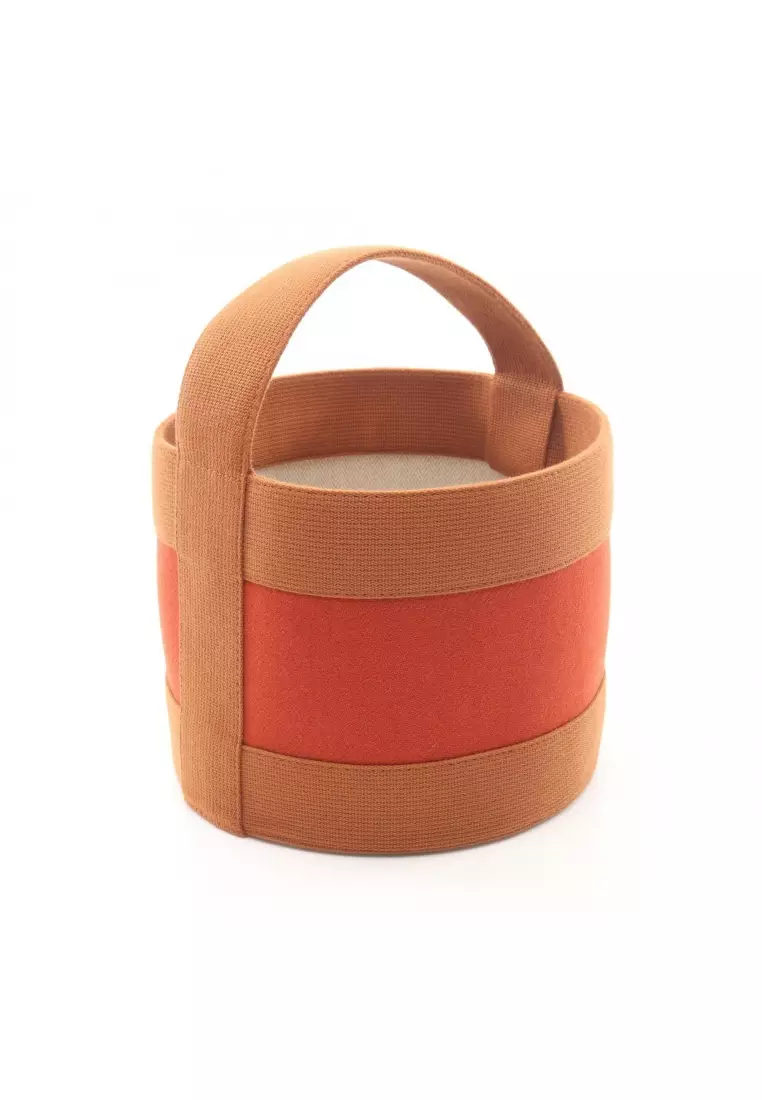 Pre-Loved Hermès Basket Sherwood PM Handbag Wool Twill Light Brown Orange Brown