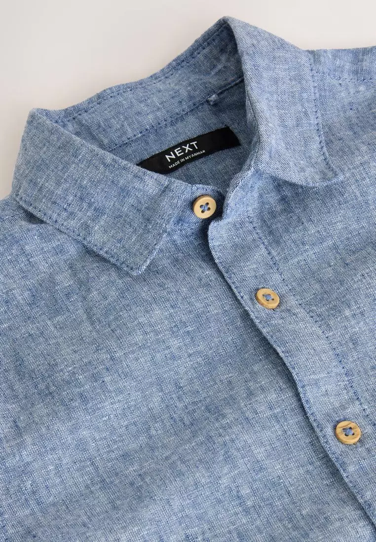Short Sleeve Linen Blend Shirt