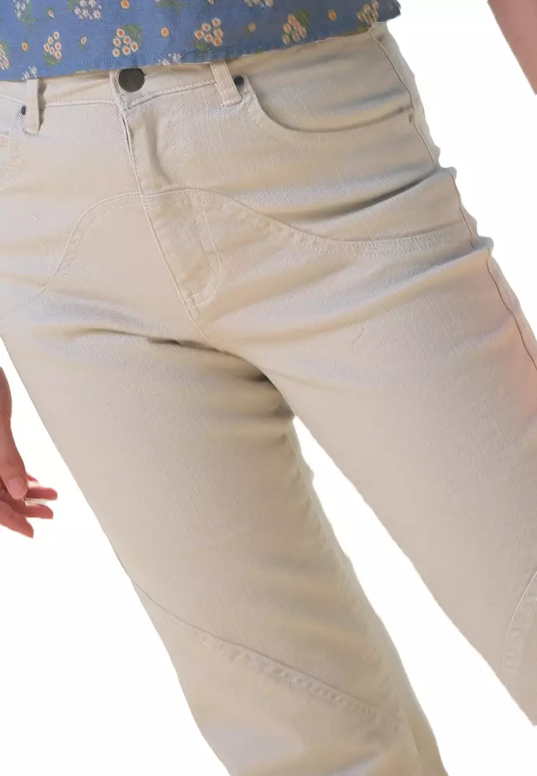 Highwaist 5 Pocket 90S Straight Leg Pants With Cut And Sew Detail