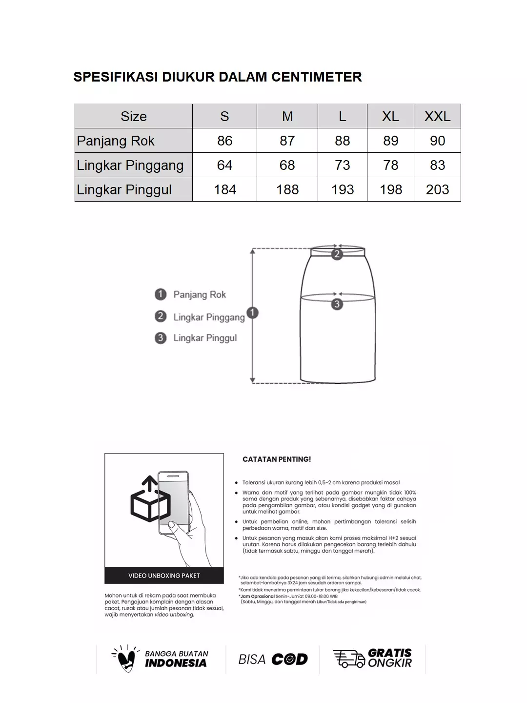 MINIMAL - Pauline - Rok Lebar Bahan Katun - Black Warna Black