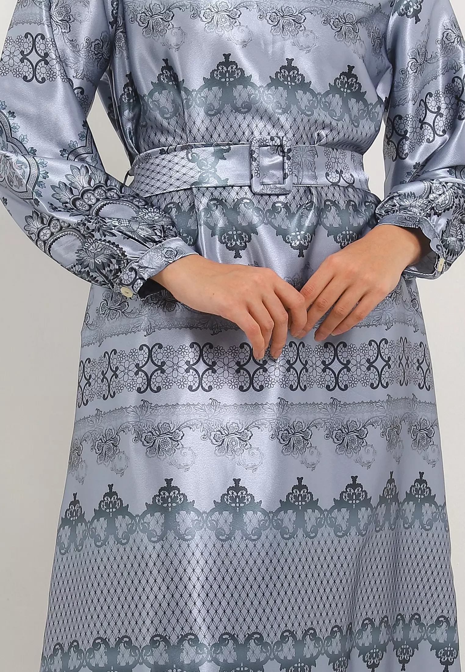 MFMW Jemimma Dress Gamis Satin Blue Motif