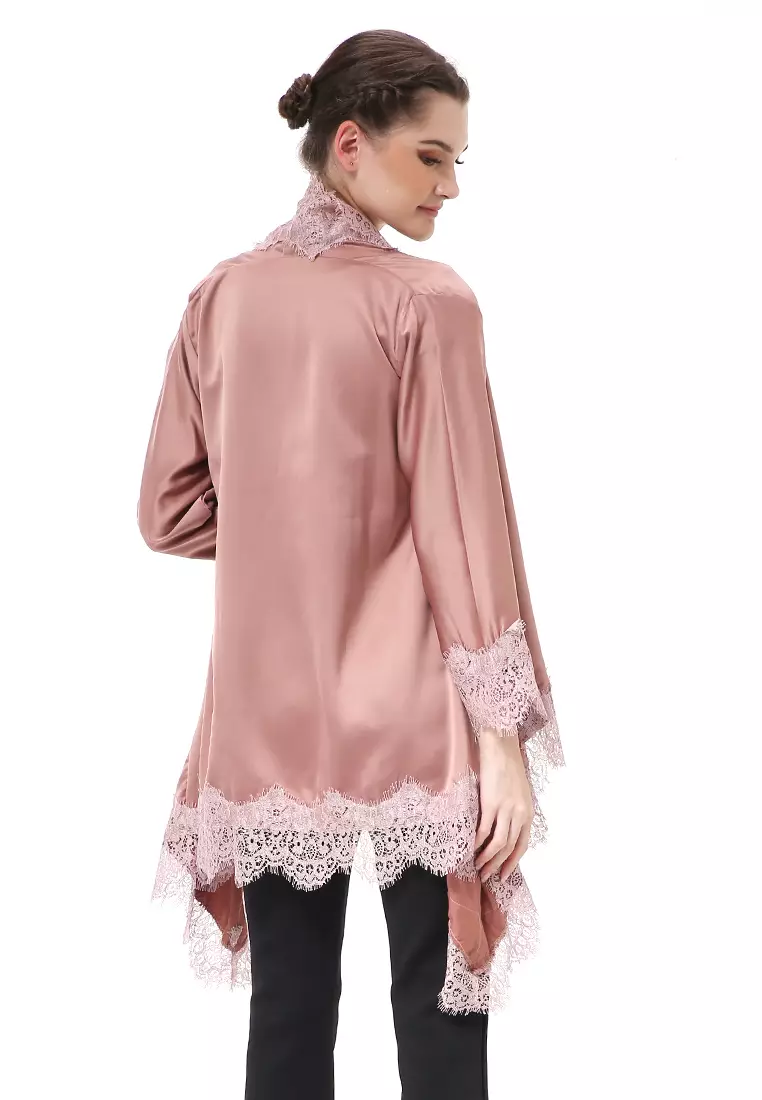Reine Atasan Wanita Outer Kebaya Traditional Design Material Silk ORIGINAL - Rose Gold