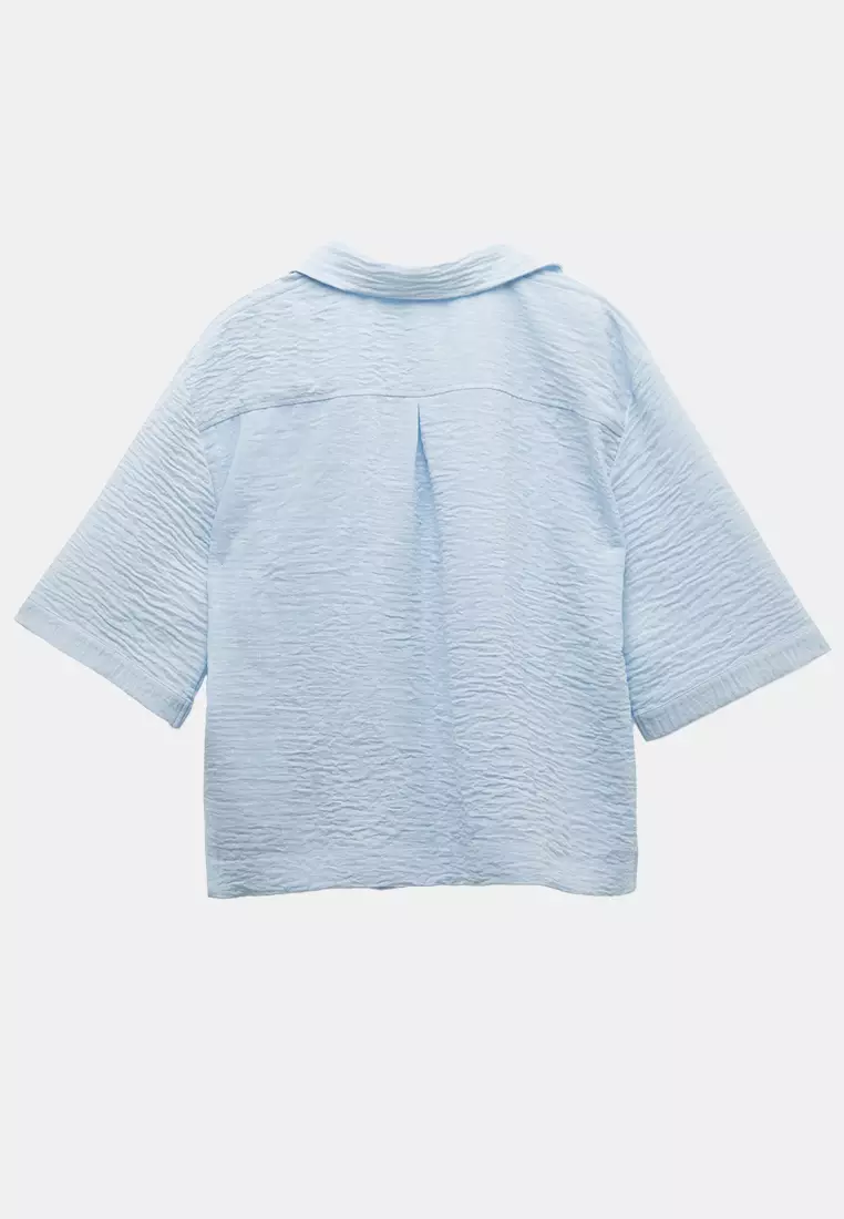 Classic Collar Elbow Length Short Sleeve Oversize Shirt