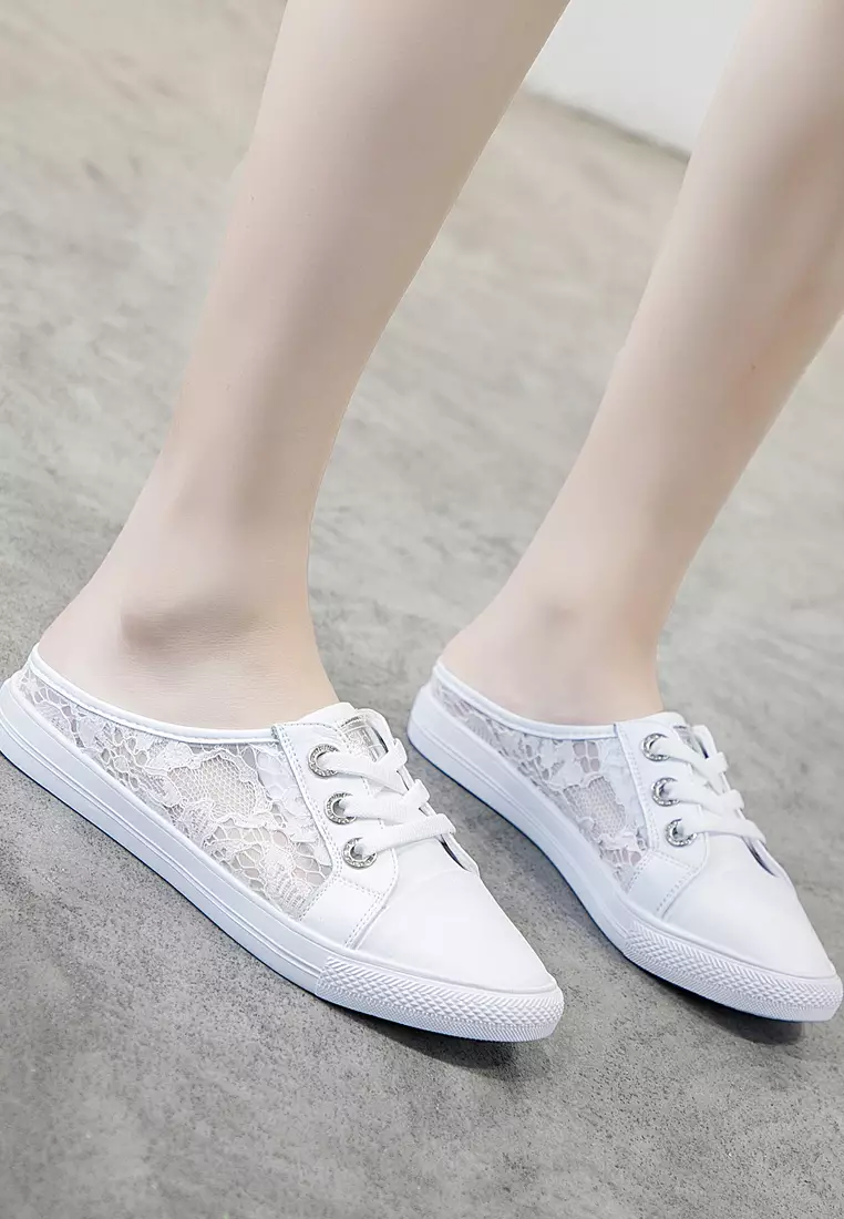 Comfortable Lace Stitched Leather Slip-Ons RX9917