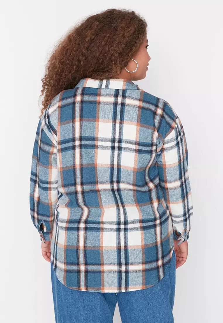 Plus Size Checkered Shirt