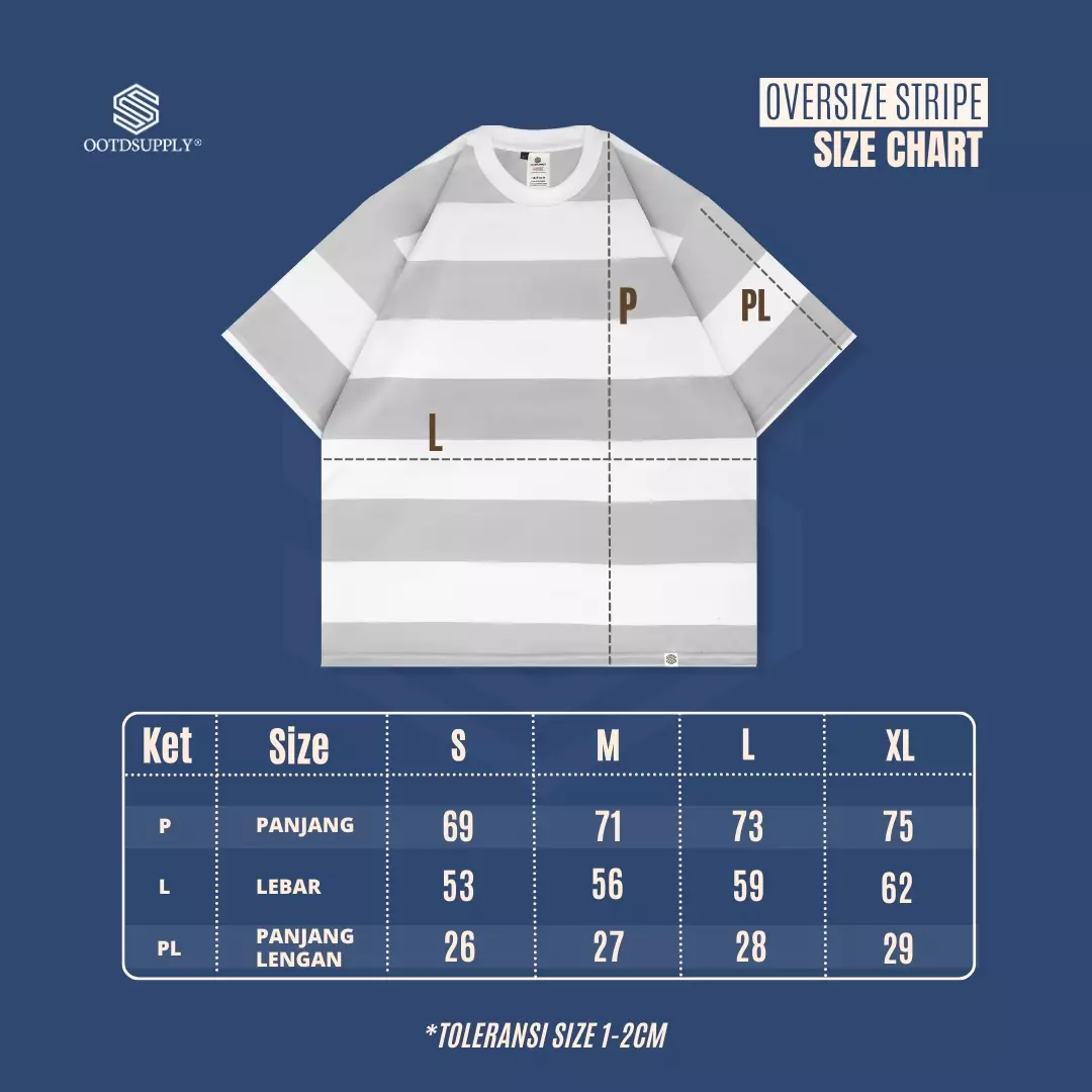 OOTDSUPPLY Oversized Tshirt Stripe Discord V.4 | Oversize Pria & Wanita OVZV4007