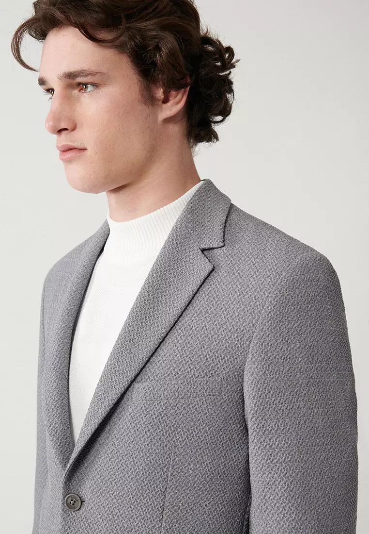 Men's Gray 360 Degree Flexible Double Slit Unlined Jacket A32Y4023