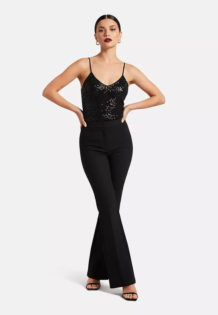 Black Sequin Sleeveless Top