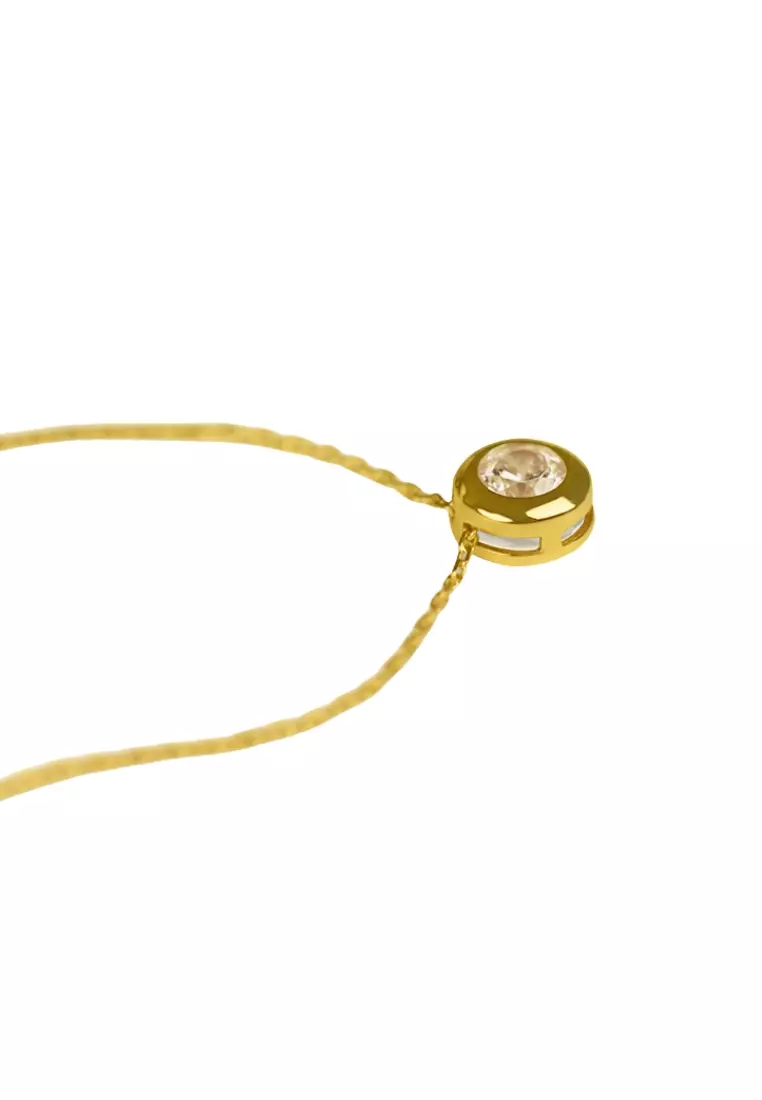 Large Bezel  Necklace 14k Gold