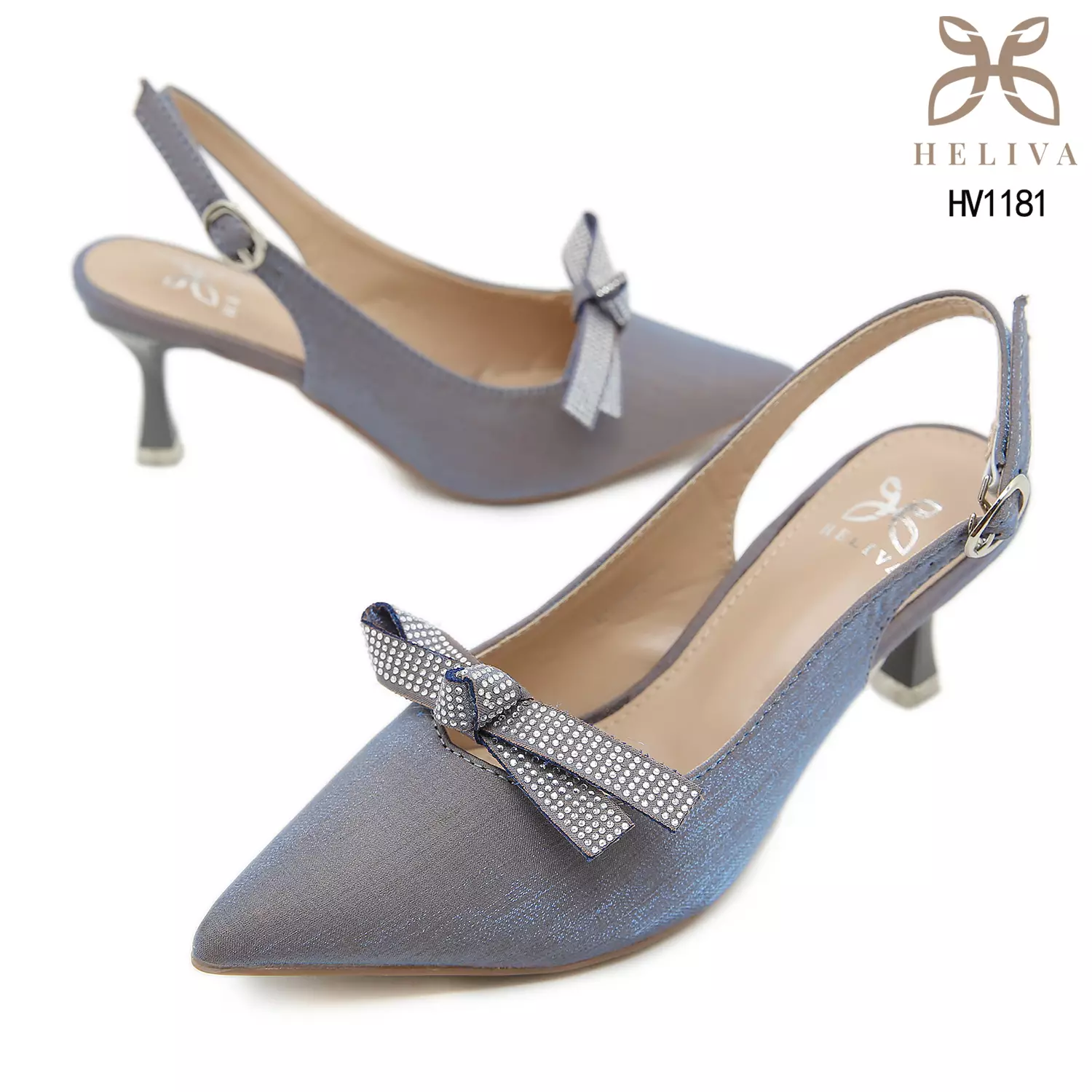 Heliva Vienna High Heels Shimmer Sling Back Bow Accessories Sol 6.5cm HV1181