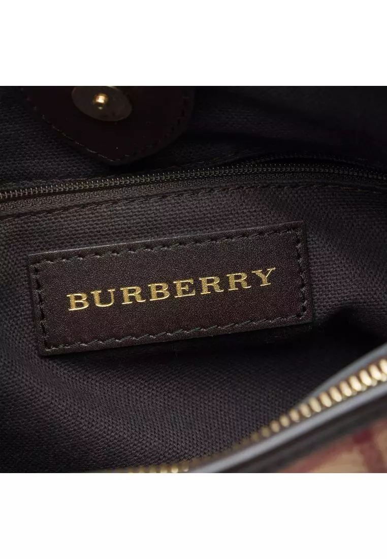 Pre-Loved Burberry Small Haymarket Check Coated Canvas Northfield Satchel