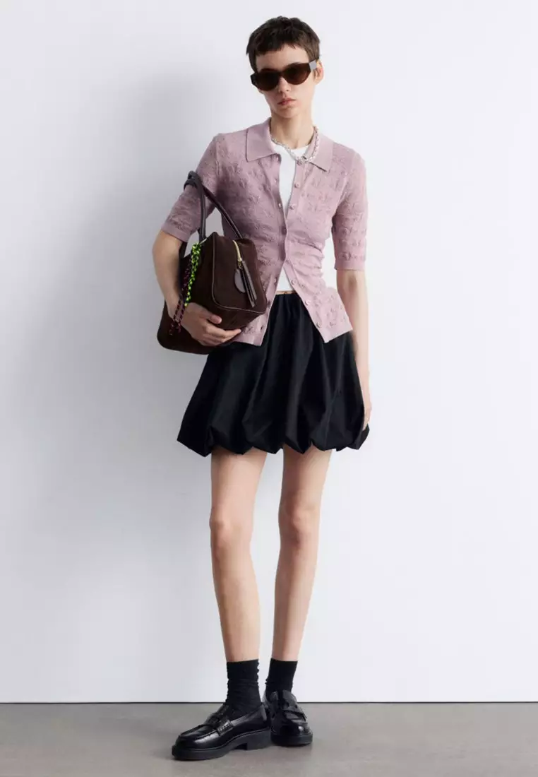 Pointelle-Knit Polo Shirt