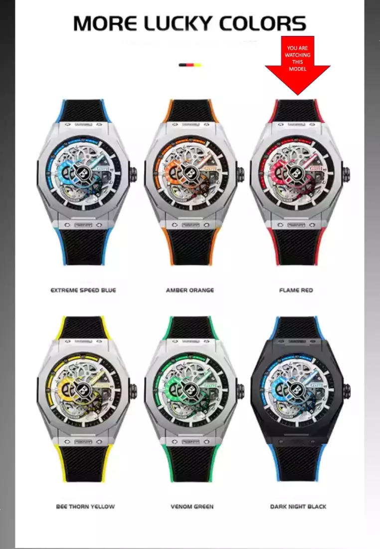 Automatic Unisex Stainless Steel Watch, Rubber Strap