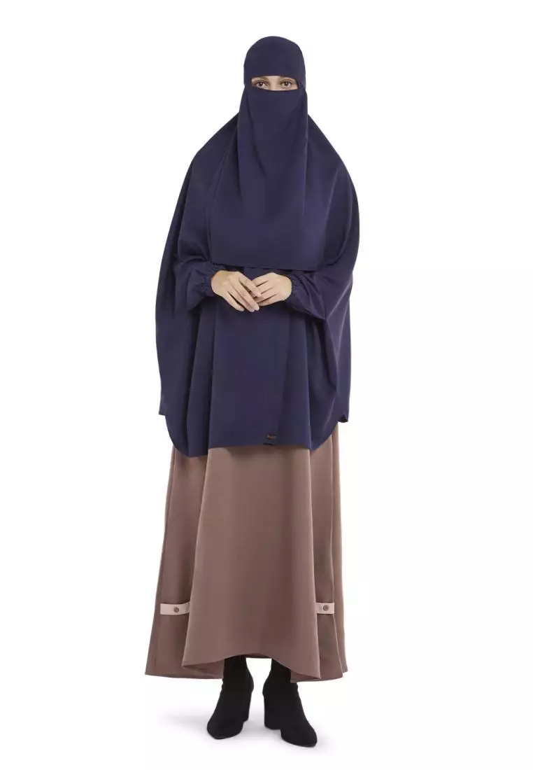 Queenza Zayidan French Khimar Hijab Jumbo Kanza - Navy