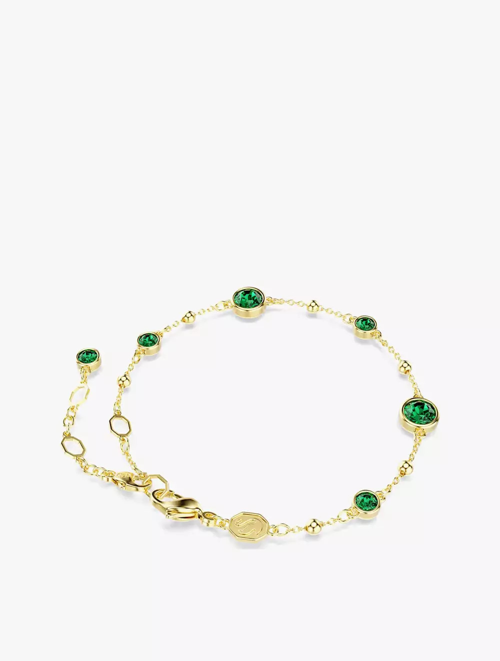 Imber bracelet, Round cut, Green, Gold-tone plated