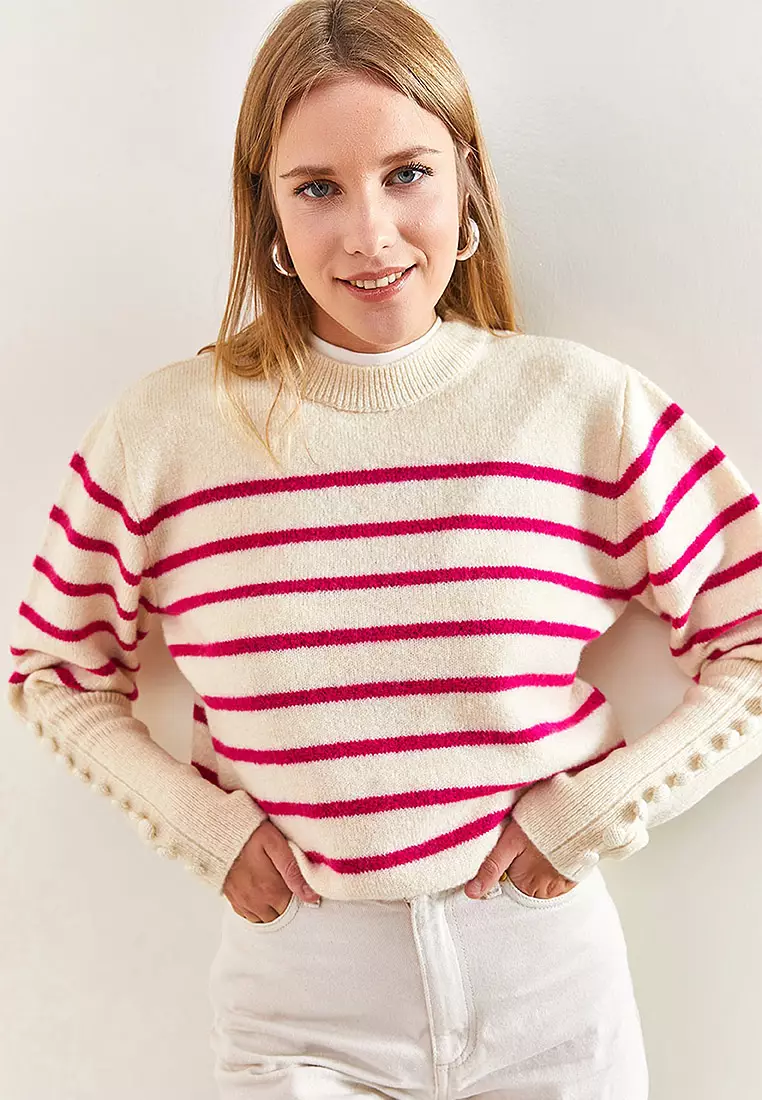 Striped Knitwear Sweater with Cufflinks