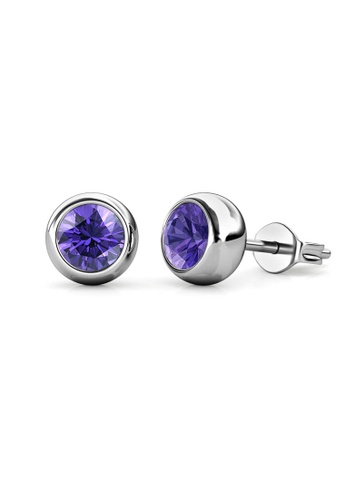 Her Jewellery purple Birth Stone Moon Earrings (February) - Made with premium grade crystals from Austria 83A25AC53D2D28GS_1