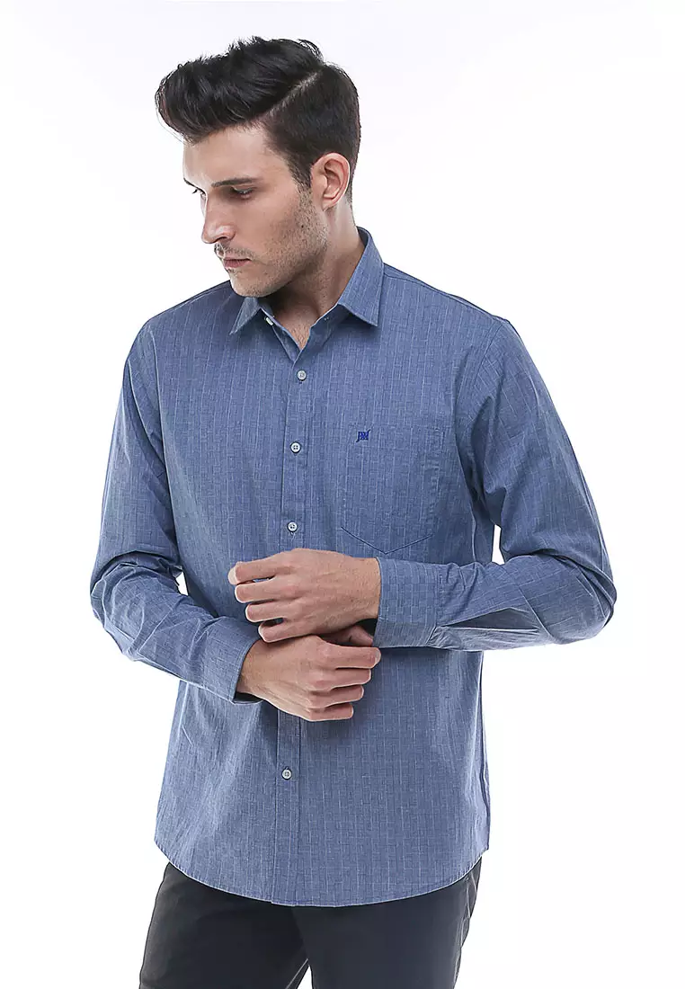 Johnwin - Kemeja Formal - Kemeja Pria - Kemeja Lengan Panjang - Navy Blue - FSH.650.K232.573.C L/S