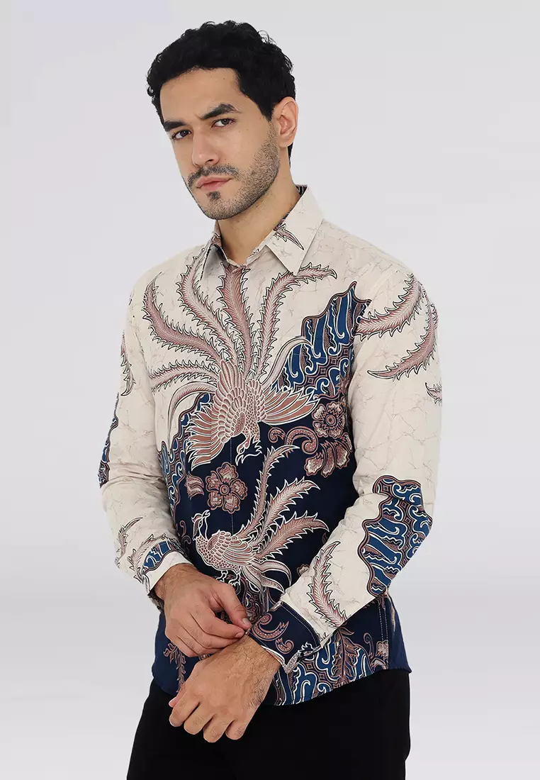 Kemeja Batik Pria Slimfit Kamaswara - Navy