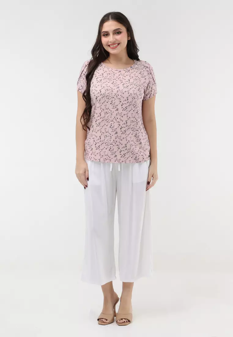 Woven Printed Rayon Short Sleeves Blouse