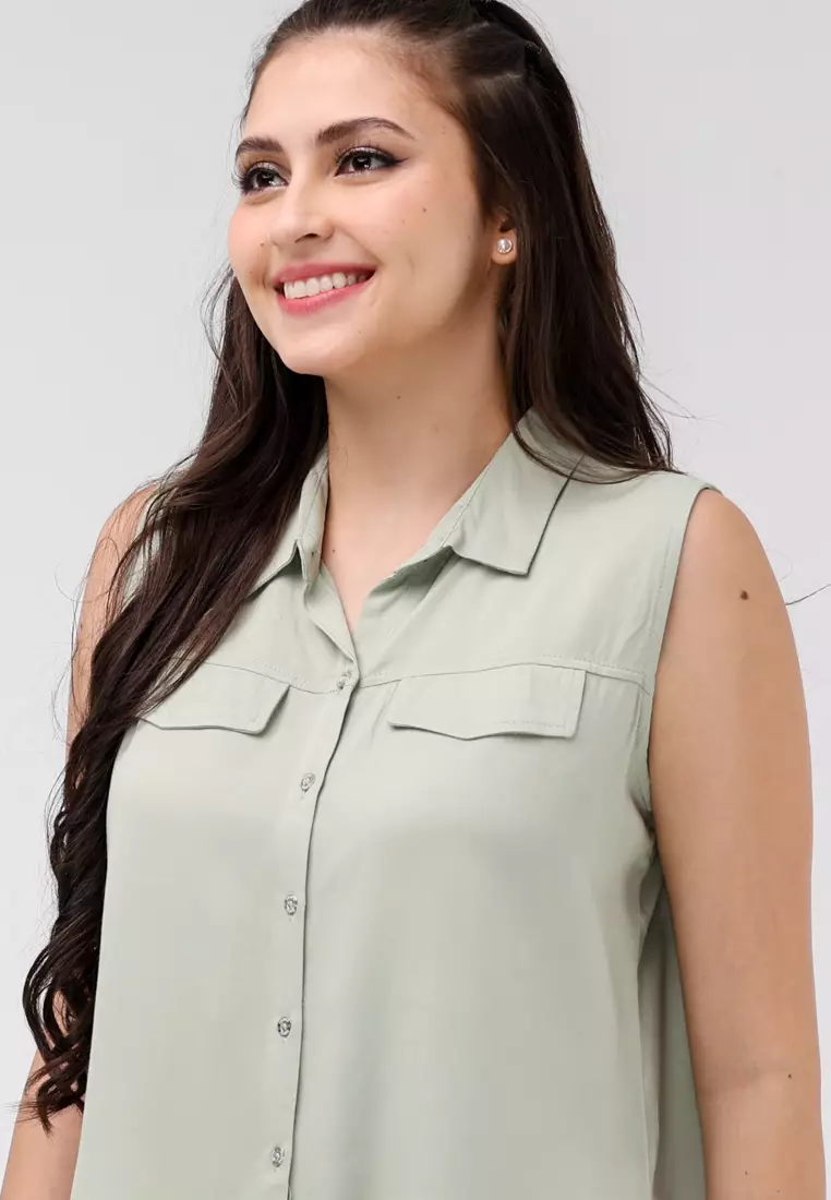 Single Twill Woven Sleeveless Blouse