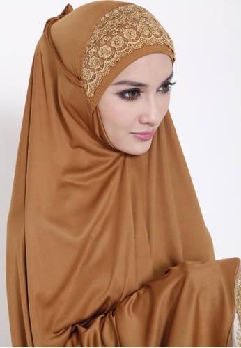 Beli ilhammuslimah Ilham Caramel Lace Telekung  ZALORA 