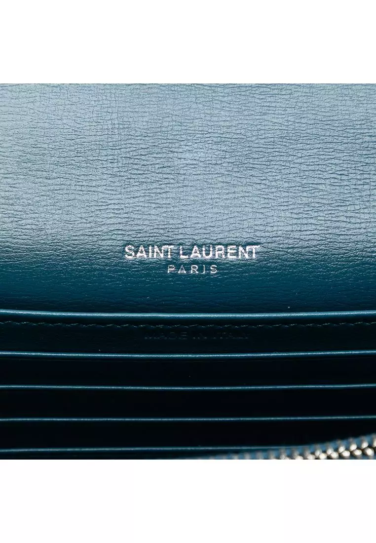 Pre-Loved Saint Laurent Mini Calfskin Monogram Sunset Wallet On Chain