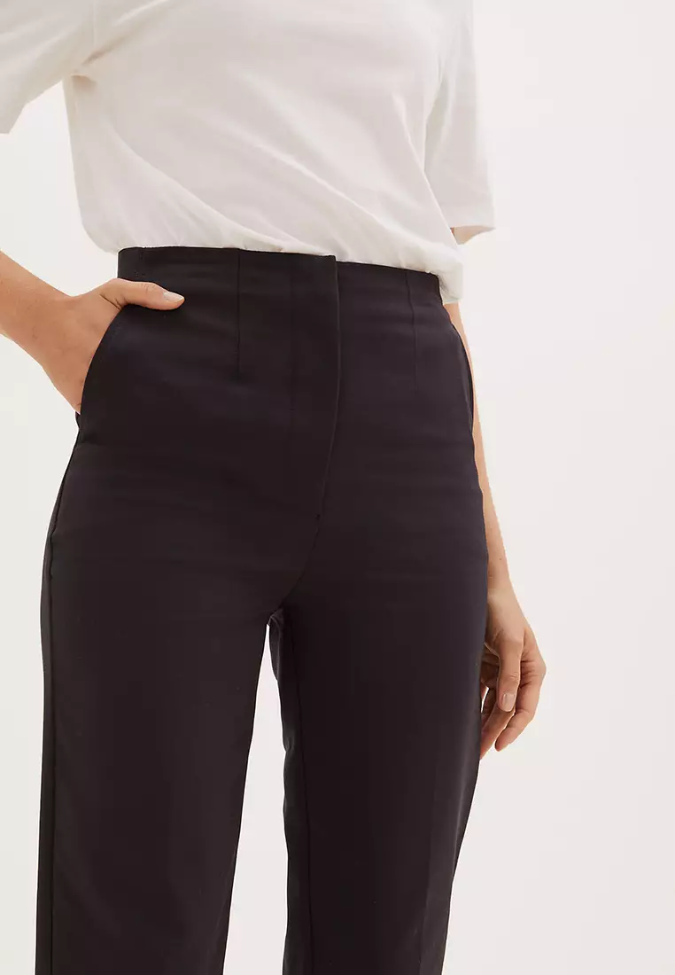 Cotton Blend Slim Fit Ankle Grazer Trousers