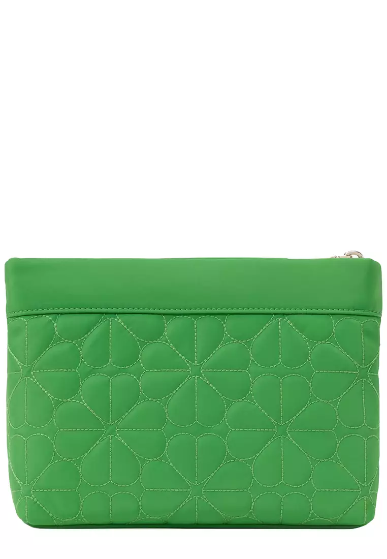 Spade Flower Quilted Cosmetic Pouch in KS Green KK254