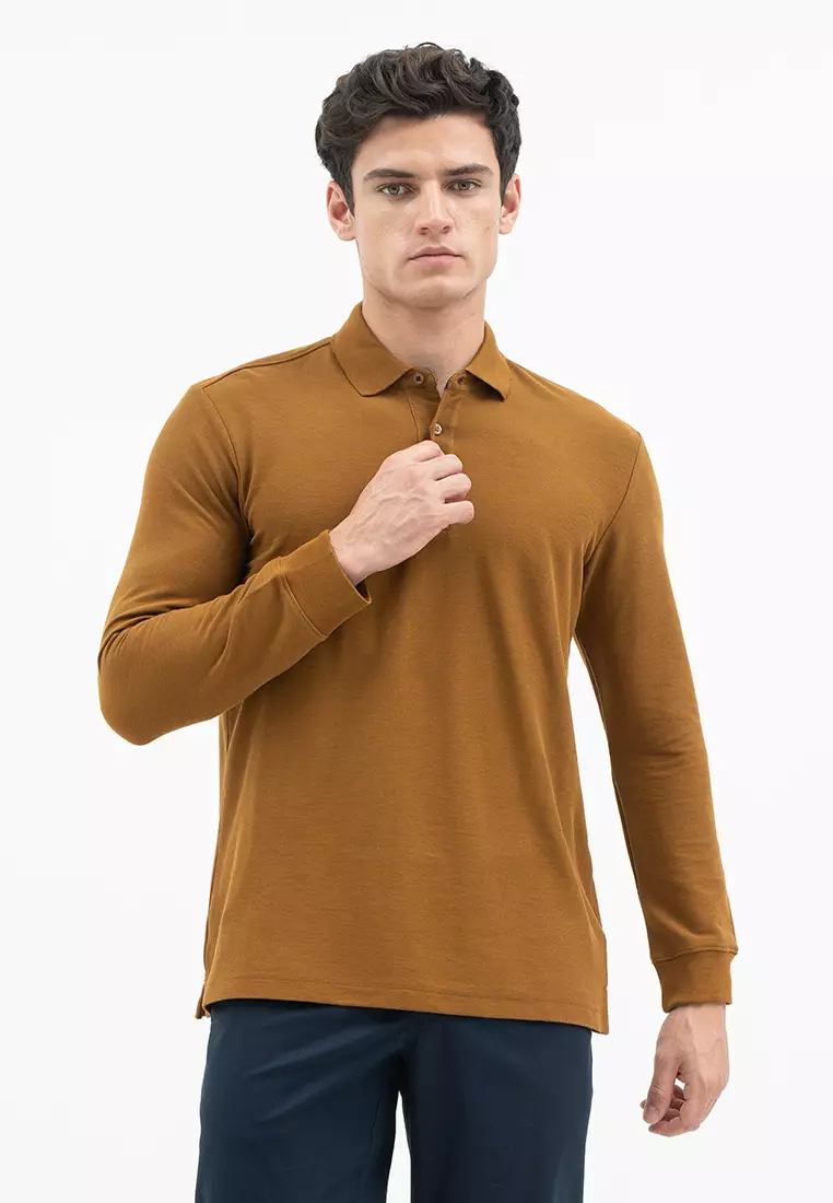 Jack Nicklaus Mezzo Polo Shirt Pria Regular Fit Monument Monk's Brown