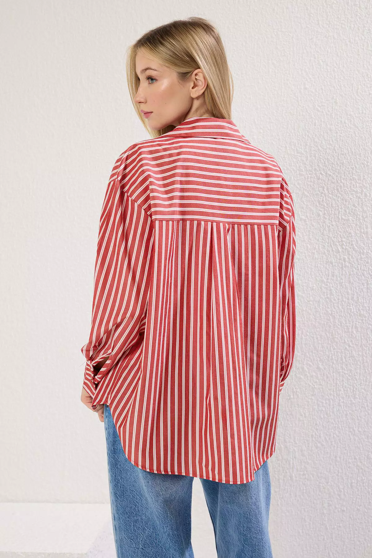 Multicolored Striped Oversize Wide Cut Shirt