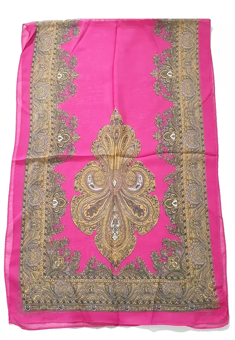 Victorian Silk-Feel Scarf Fuschia