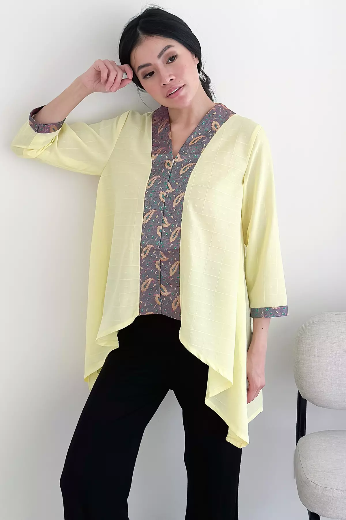 Batari Songket Kuning Kebaya Asimetris