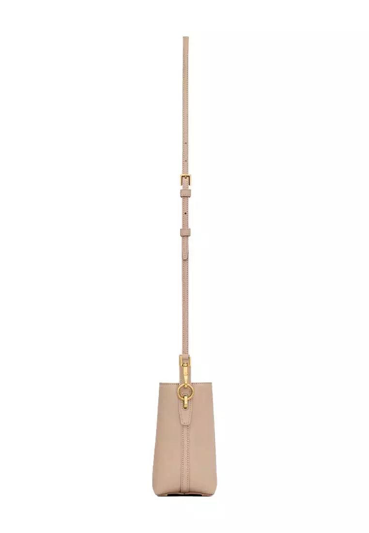 YSL LE 37 Mini Bucket Bag In Shiny Leather Dark Beige 7658702R20W2