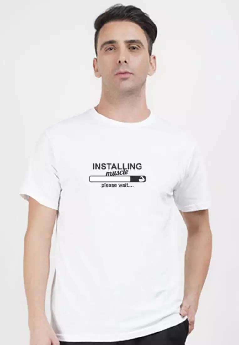 Buy QuirkyT Installing Muscle Graphic White Cotton Blend Short