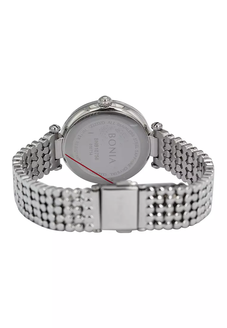 Jam Tangan BONIA Wanita B10756-2377 Sapphire Glass - Pink Dial - Silver Stainless Steel