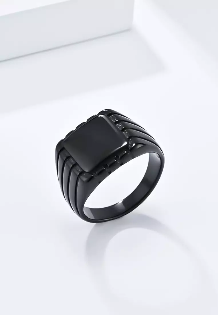 Titanium Steel Square Stamp Bold Ring JW QF JZ794