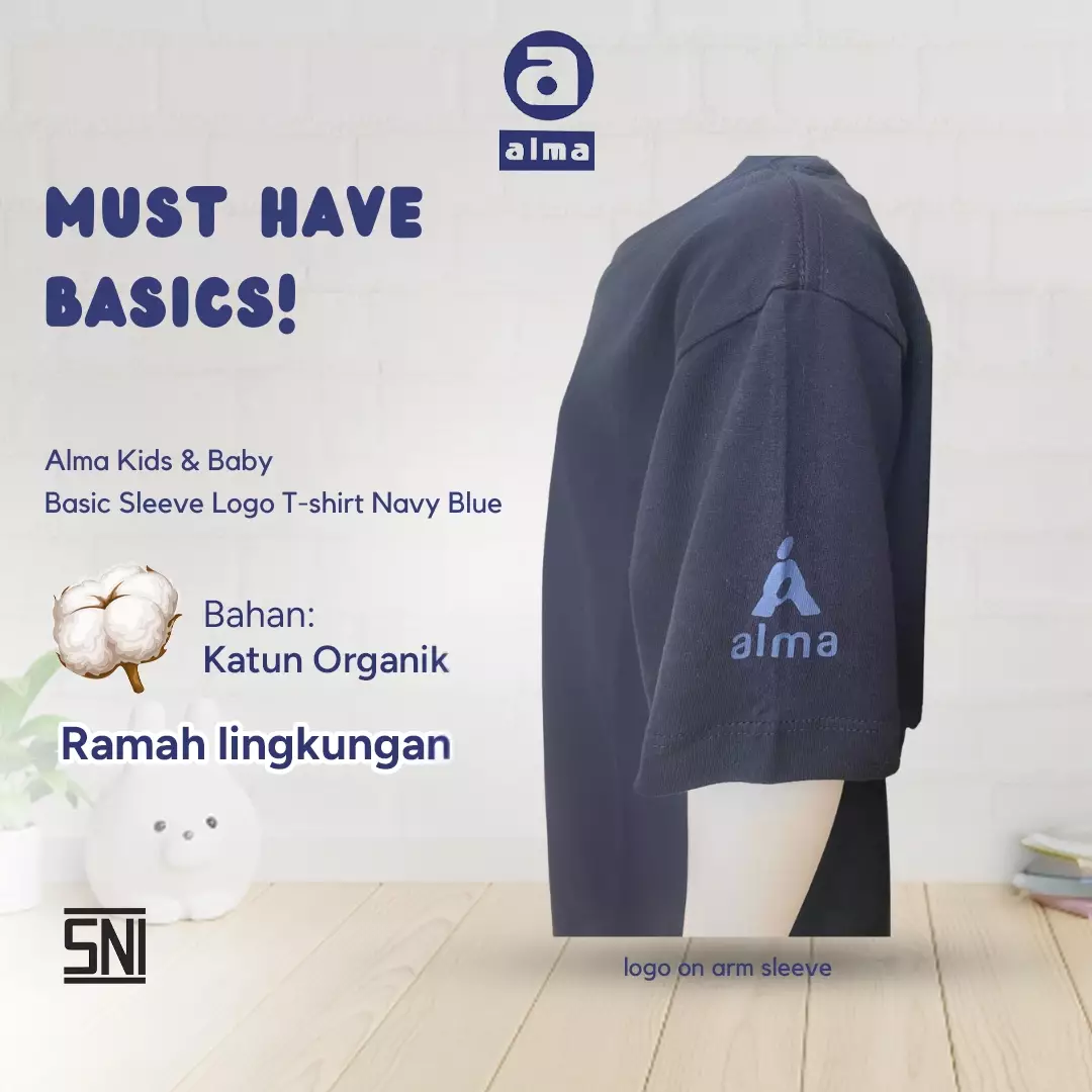 Alma Kids & Baby Sleeve Logo T-shirt Navy
