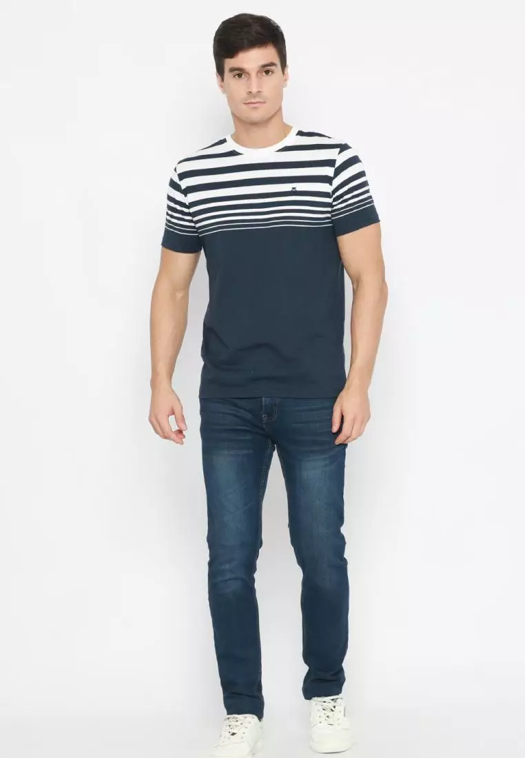 MATSUDA T Shirt Pria Kaos Stripe Hakui
