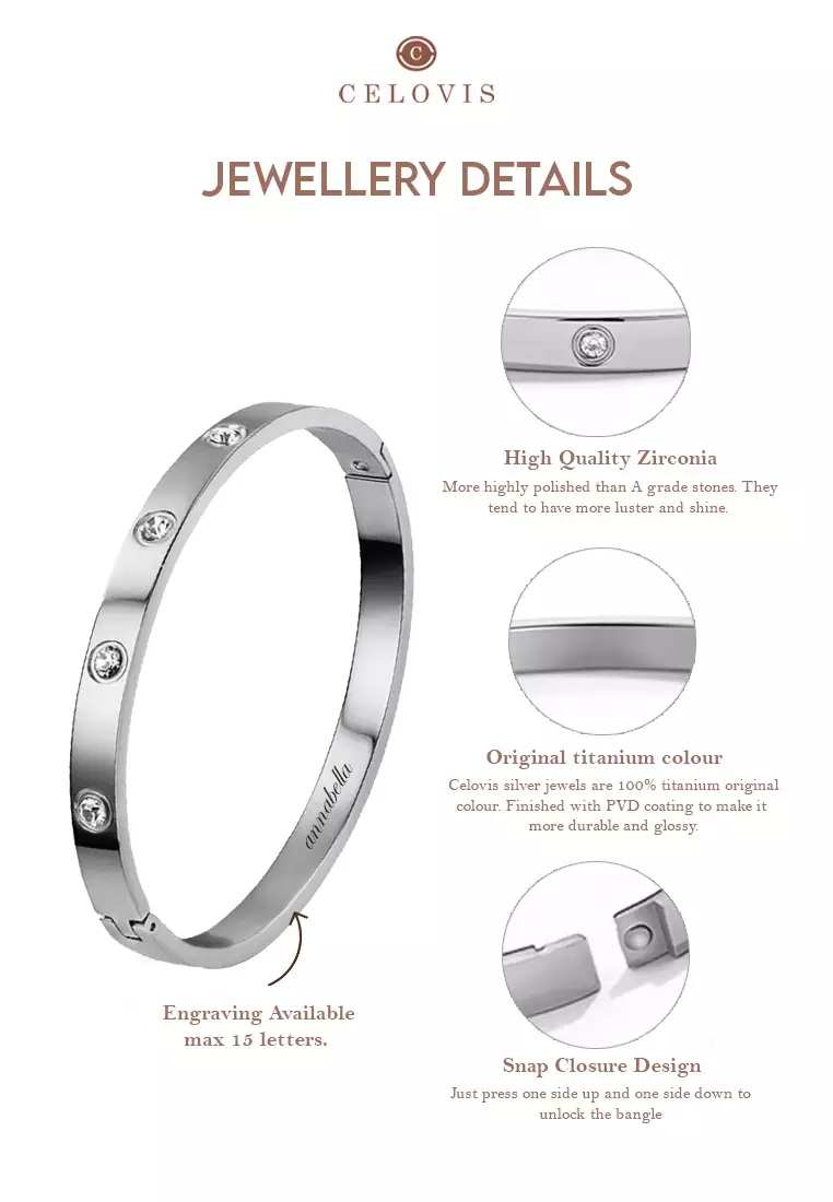 Wanderlust Zirconia Bangle in Silver