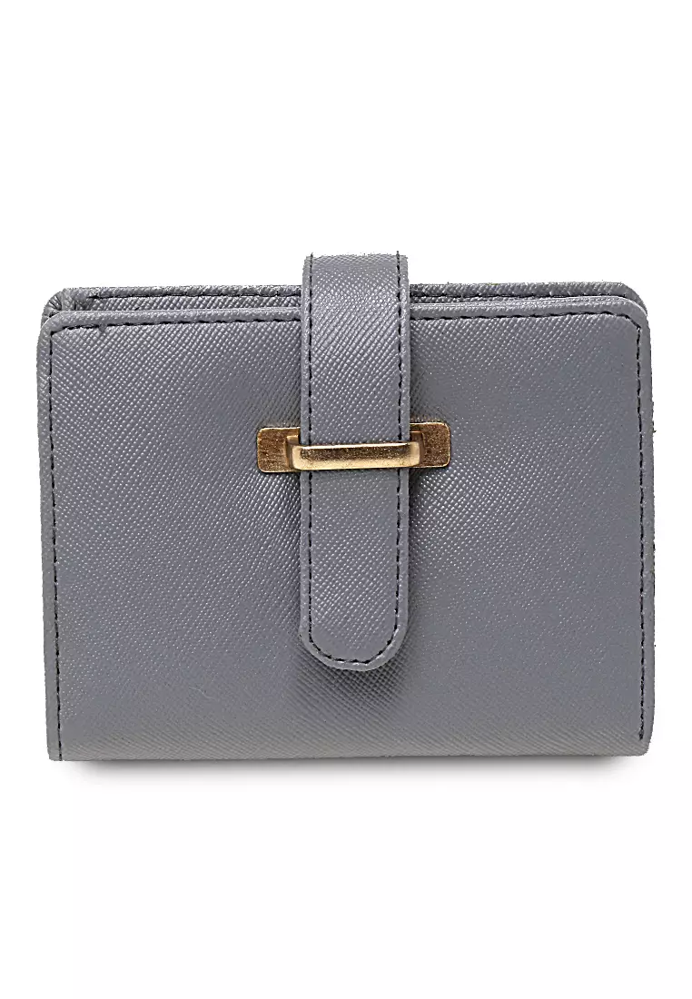 Jareth Dompet Wanita Motif Polos Simple Pengait Slot - Grey