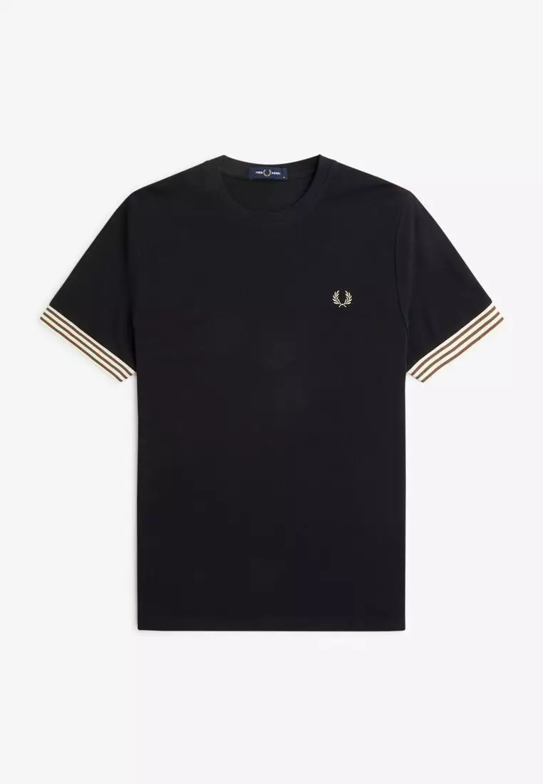 Fred Perry M7707 Striped Cuff T-Shirt (Black)