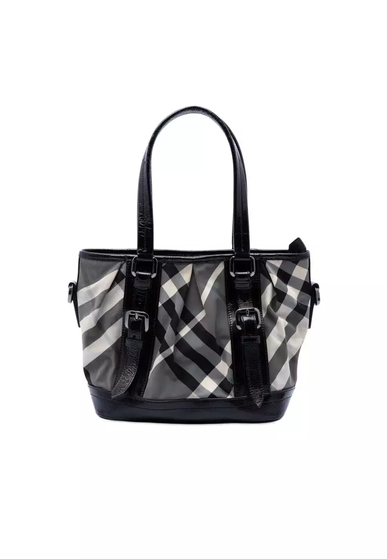Buy Burberry Pre-Loved Burberry Beat Check Nylon Lowry Satchel