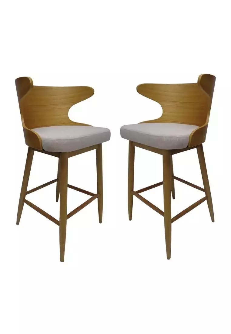 Buy FURNY MATTER Truda Mid Century Modern Fabric Barstools (Set of 2