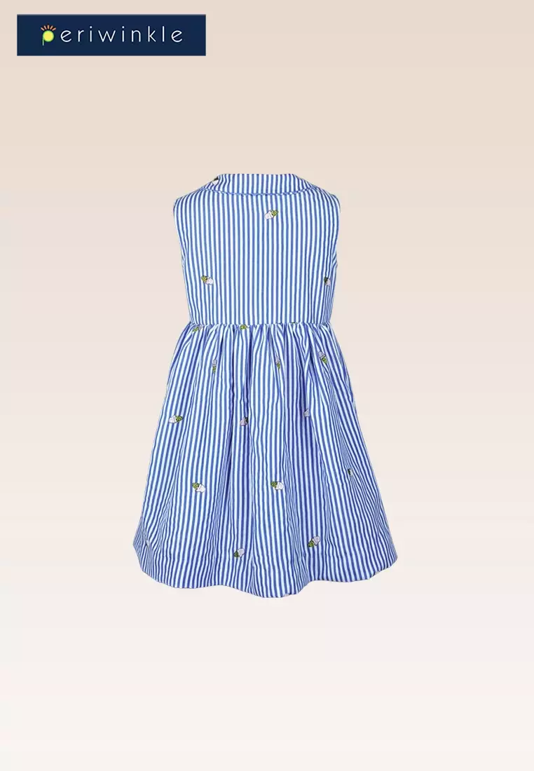 Iridesa Girls Blue Striped Button-Front Dress